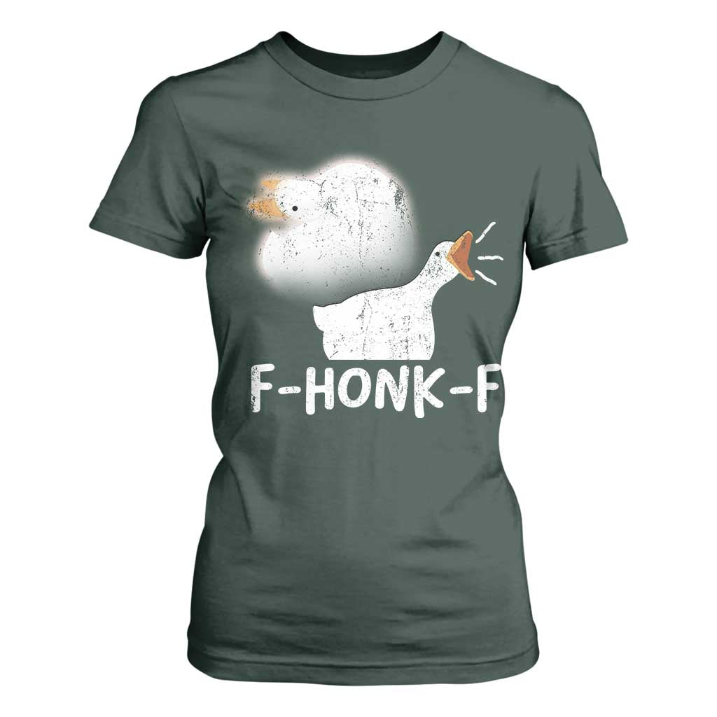 Silly Goose Meme T Shirt For Women Retro F-Honk-F Funny Farm Animal TS10 Dark Forest Green Print Your Wear