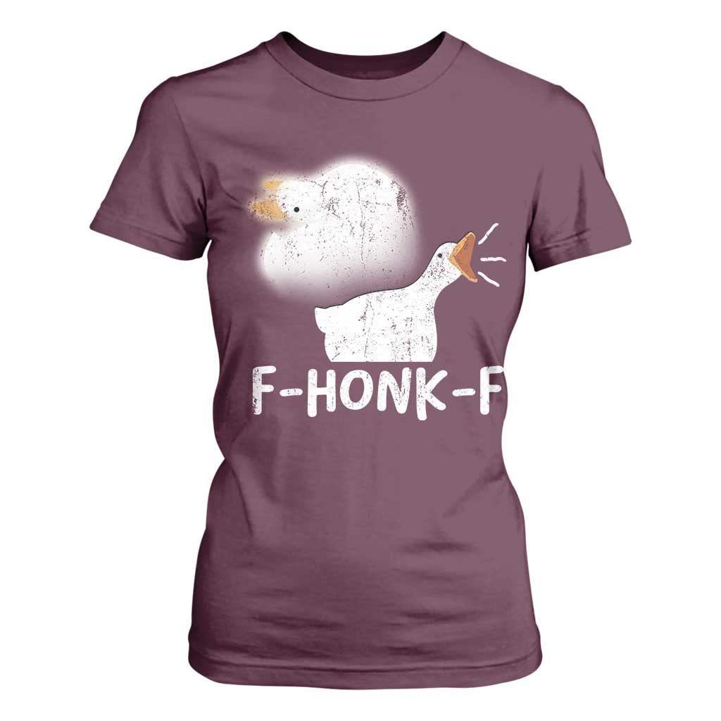Silly Goose Meme T Shirt For Women Retro F-Honk-F Funny Farm Animal TS10 Maroon Print Your Wear