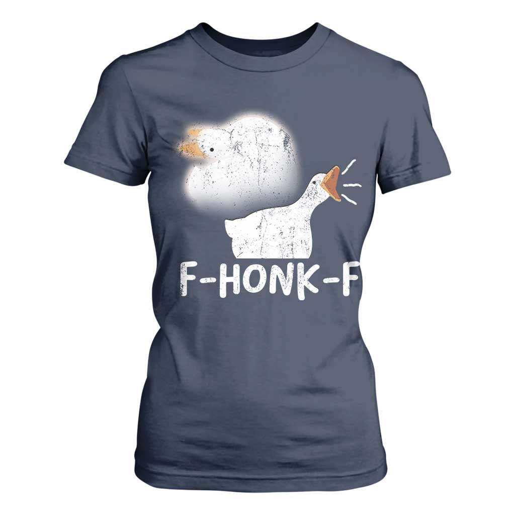 Silly Goose Meme T Shirt For Women Retro F-Honk-F Funny Farm Animal TS10 Navy Print Your Wear