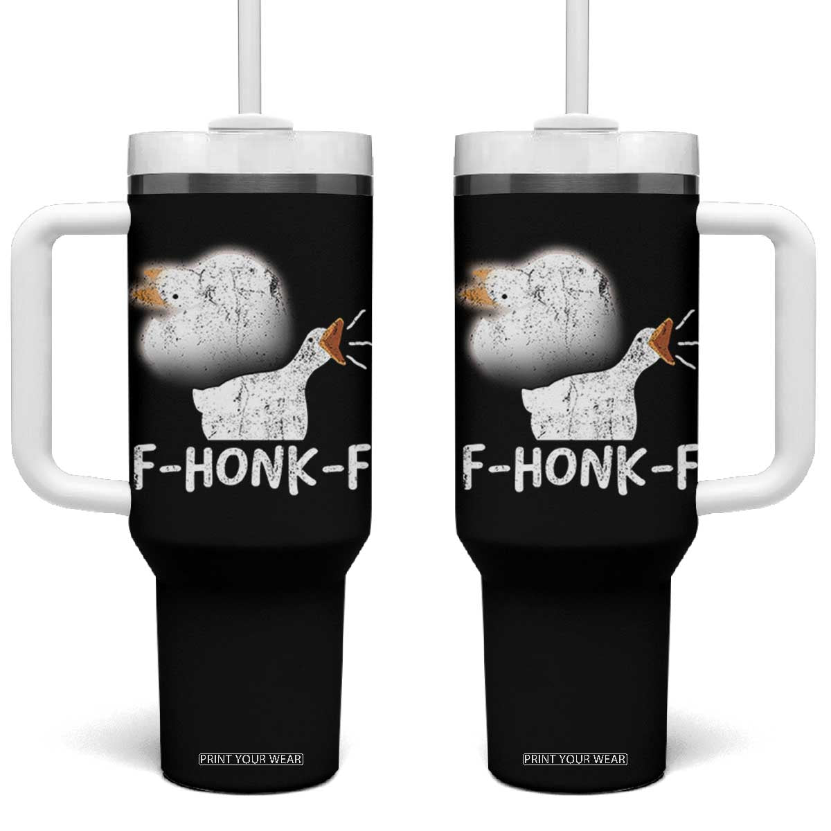 Silly Goose Meme Tumbler With Handle Retro F-Honk-F Funny Farm Animal TS10 One Size: 40 oz Black Print Your Wear