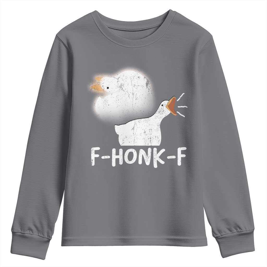 Silly Goose Meme Youth Sweatshirt Retro F-Honk-F Funny Farm Animal TS10 Charcoal Print Your Wear