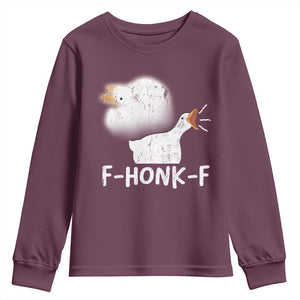 Silly Goose Meme Youth Sweatshirt Retro F-Honk-F Funny Farm Animal TS10 Maroon Print Your Wear