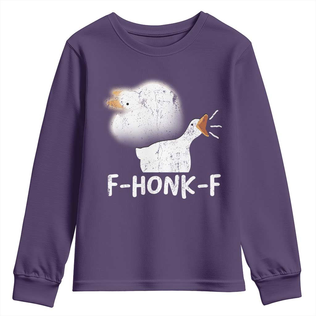 Silly Goose Meme Youth Sweatshirt Retro F-Honk-F Funny Farm Animal TS10 Purple Print Your Wear