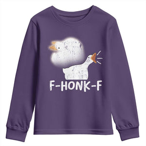 Silly Goose Meme Youth Sweatshirt Retro F-Honk-F Funny Farm Animal TS10 Purple Print Your Wear