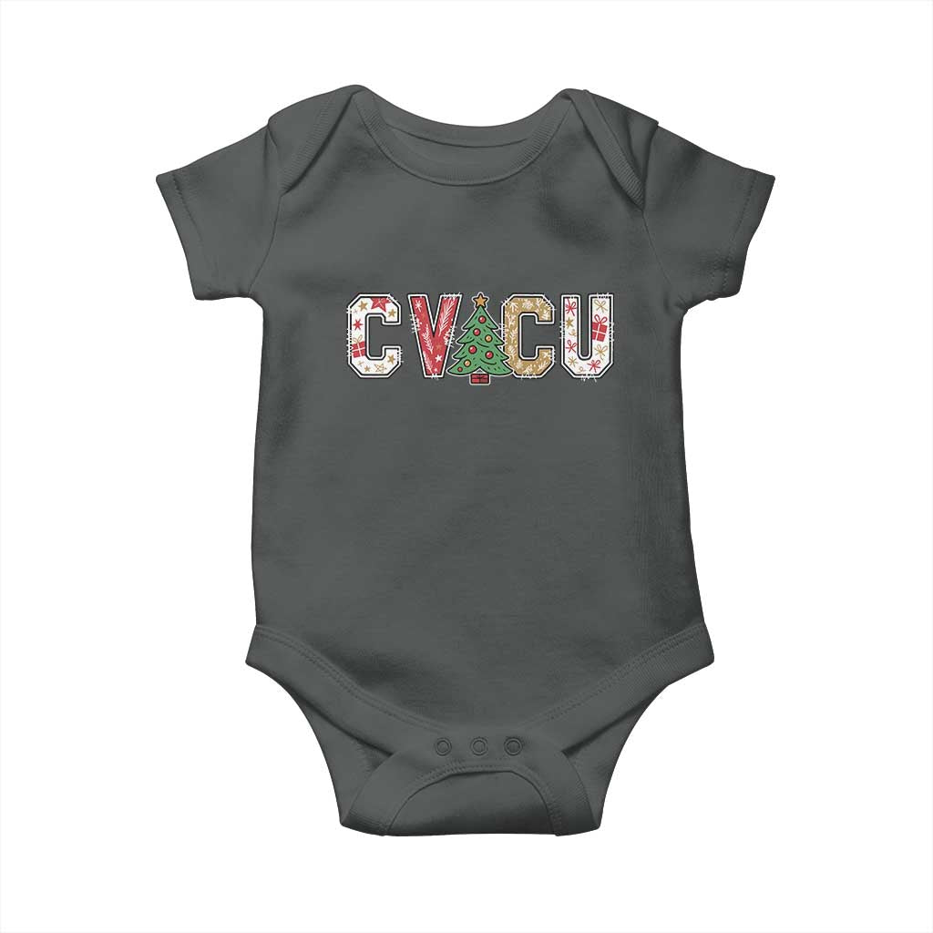 Christmas CVICU Nurse Baby Onesie Cardiovascular Intensive Care Unit Cardiac Nurse TS10 Dark Heather Print Your Wear