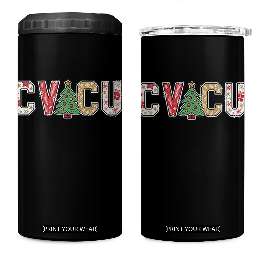 Christmas CVICU Nurse 4 in 1 Can Cooler Tumbler Cardiovascular Intensive Care Unit Cardiac Nurse TS10 One Size: 16 oz Black Print Your Wear