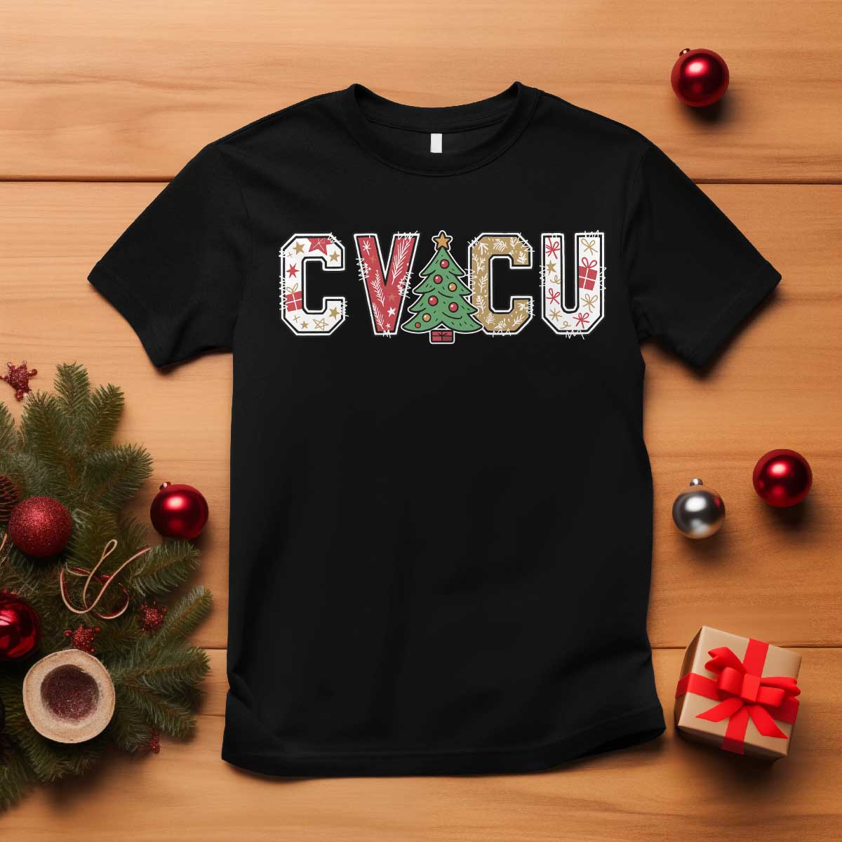Christmas CVICU Nurse T Shirt Cardiovascular Intensive Care Unit Cardiac Nurse TS10 Black Print Your Wear