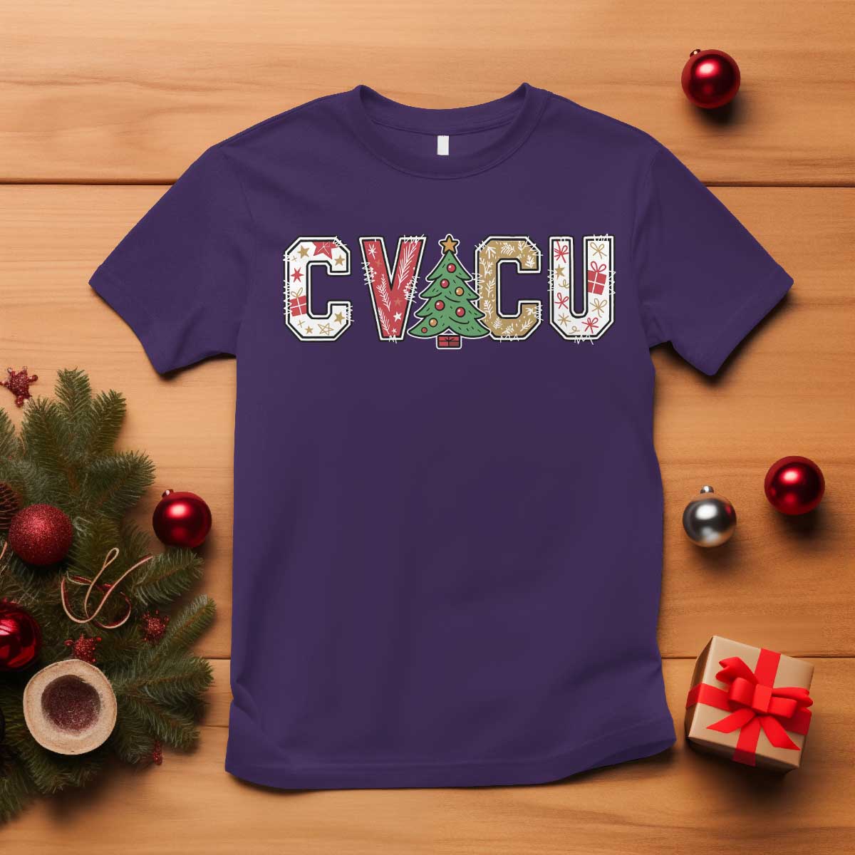 Christmas CVICU Nurse T Shirt Cardiovascular Intensive Care Unit Cardiac Nurse TS10 Purple Print Your Wear