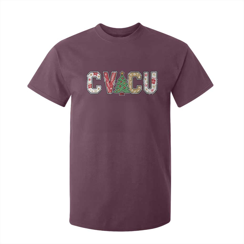 Christmas CVICU Nurse T Shirt For Kid Cardiovascular Intensive Care Unit Cardiac Nurse TS10 Maroon Print Your Wear