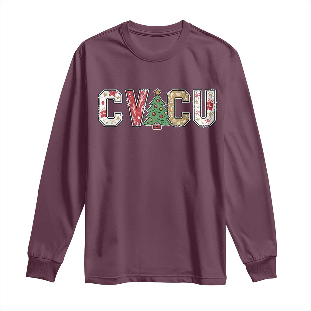 Christmas CVICU Nurse Long Sleeve Shirt Cardiovascular Intensive Care Unit Cardiac Nurse TS10 Maroon Print Your Wear
