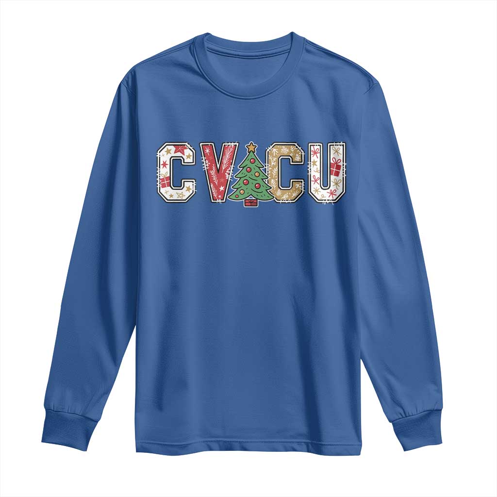 Christmas CVICU Nurse Long Sleeve Shirt Cardiovascular Intensive Care Unit Cardiac Nurse TS10 Royal Blue Print Your Wear