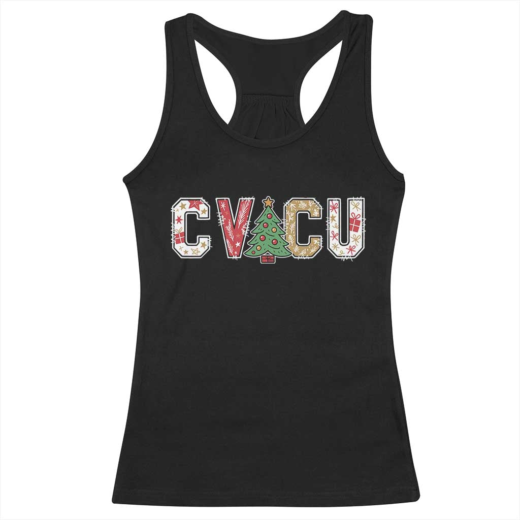 Christmas CVICU Nurse Racerback Tank Top Cardiovascular Intensive Care Unit Cardiac Nurse TS10 Black Print Your Wear