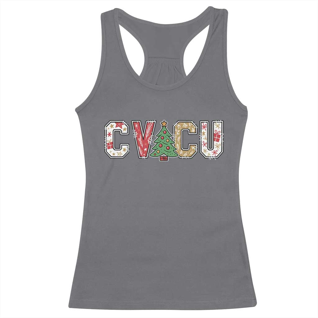 Christmas CVICU Nurse Racerback Tank Top Cardiovascular Intensive Care Unit Cardiac Nurse TS10 Charcoal Print Your Wear