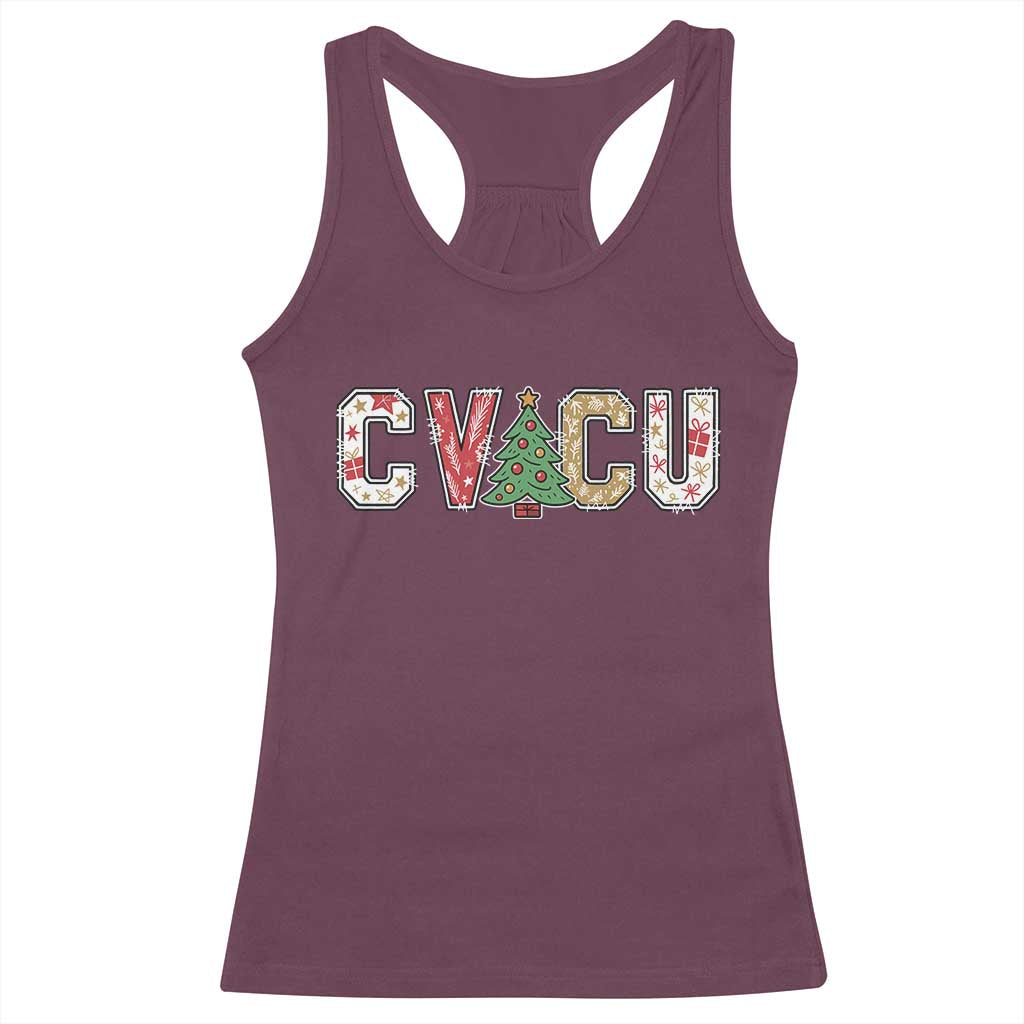 Christmas CVICU Nurse Racerback Tank Top Cardiovascular Intensive Care Unit Cardiac Nurse TS10 Maroon Print Your Wear