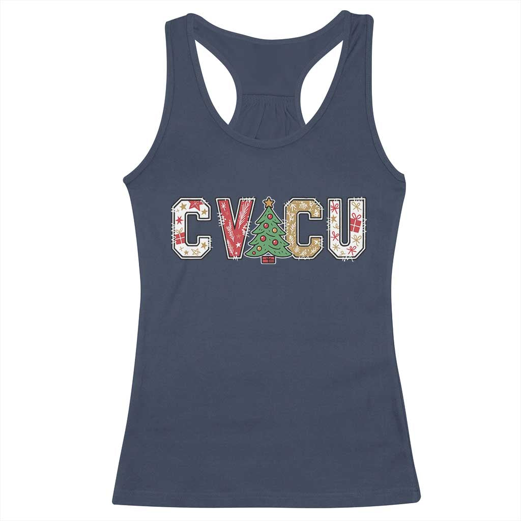 Christmas CVICU Nurse Racerback Tank Top Cardiovascular Intensive Care Unit Cardiac Nurse TS10 Navy Print Your Wear