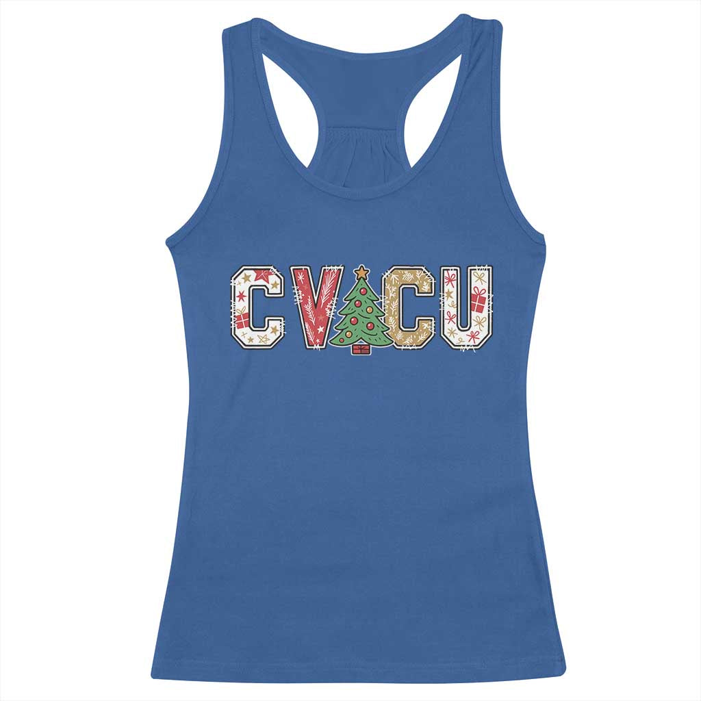 Christmas CVICU Nurse Racerback Tank Top Cardiovascular Intensive Care Unit Cardiac Nurse TS10 Royal Blue Print Your Wear