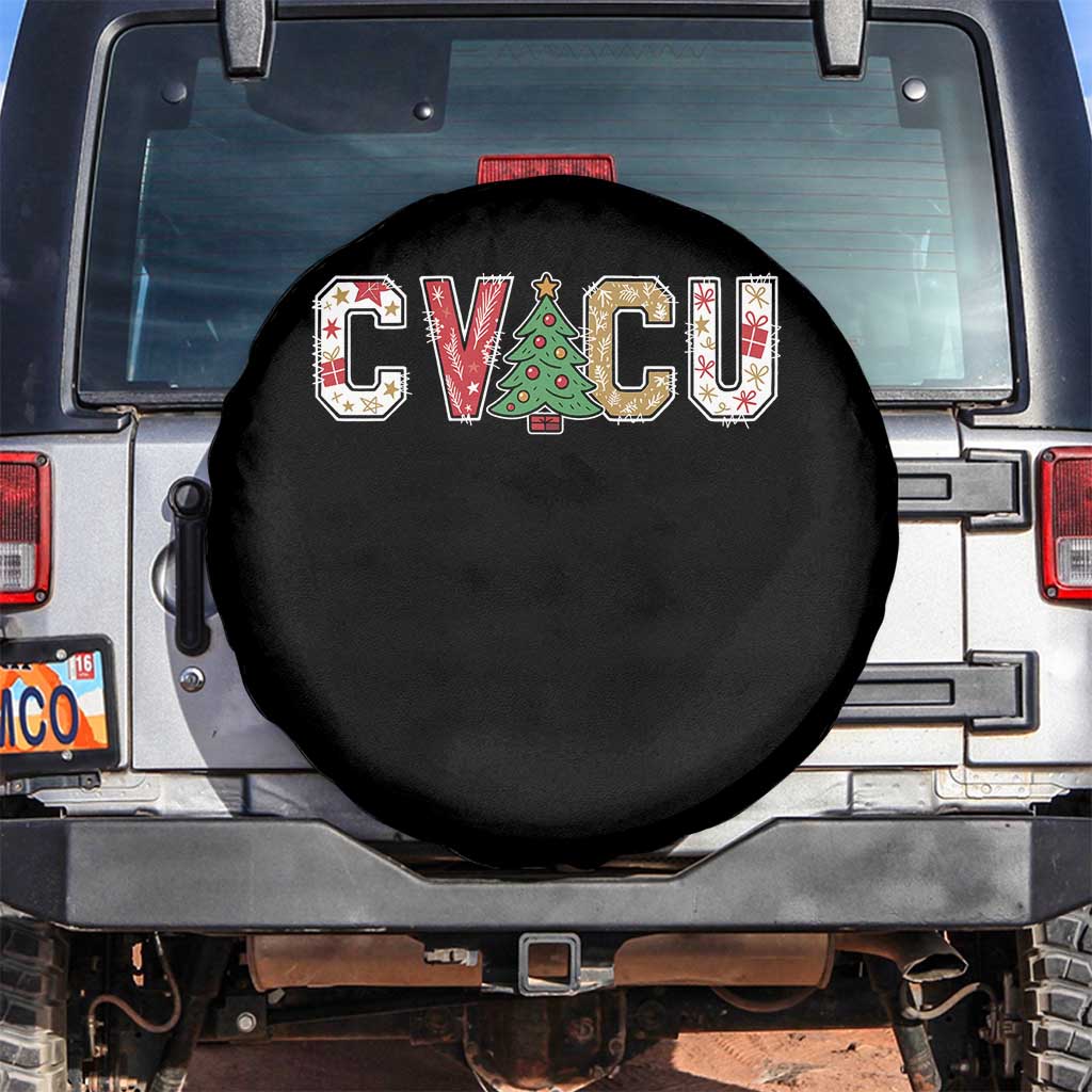 Christmas CVICU Nurse Spare Tire Cover Cardiovascular Intensive Care Unit Cardiac Nurse TS10 No hole Black Print Your Wear