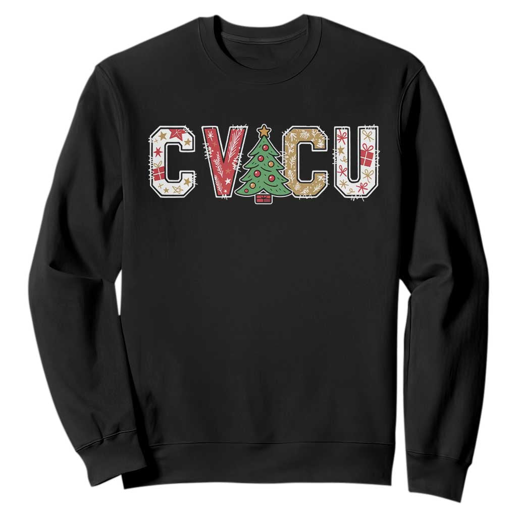 Christmas CVICU Nurse Sweatshirt Cardiovascular Intensive Care Unit Cardiac Nurse TS10 Black Print Your Wear