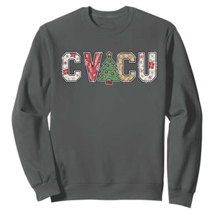 Christmas CVICU Nurse Sweatshirt Cardiovascular Intensive Care Unit Cardiac Nurse TS10 Dark Heather Print Your Wear