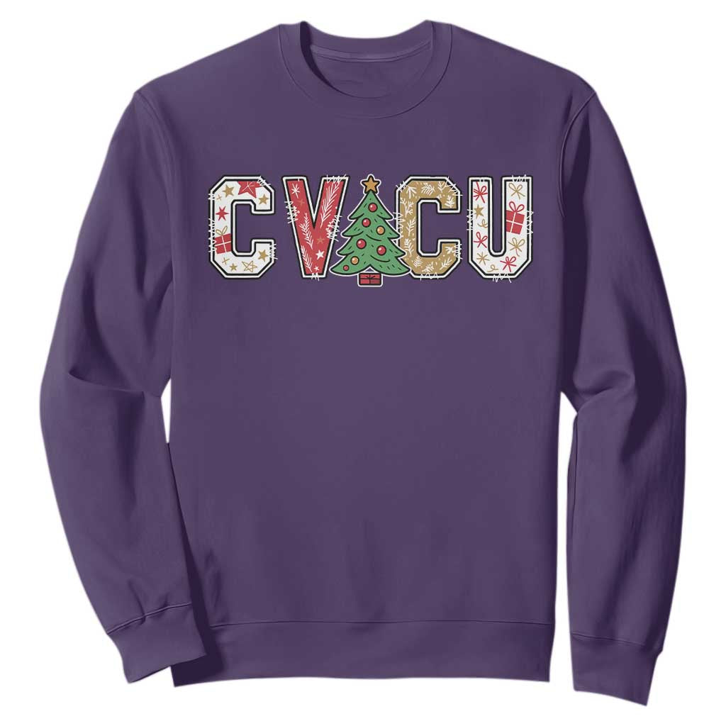 Christmas CVICU Nurse Sweatshirt Cardiovascular Intensive Care Unit Cardiac Nurse TS10 Purple Print Your Wear