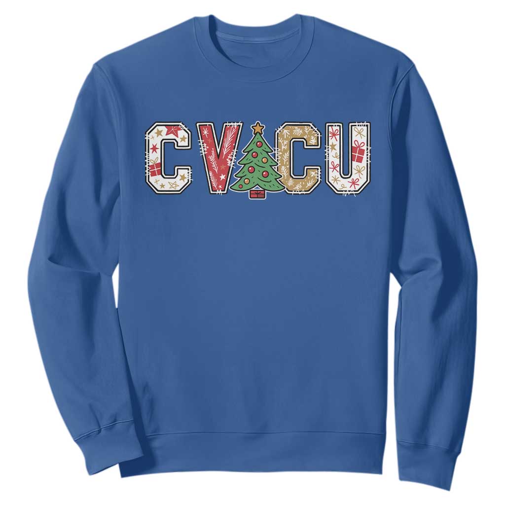 Christmas CVICU Nurse Sweatshirt Cardiovascular Intensive Care Unit Cardiac Nurse TS10 Royal Blue Print Your Wear