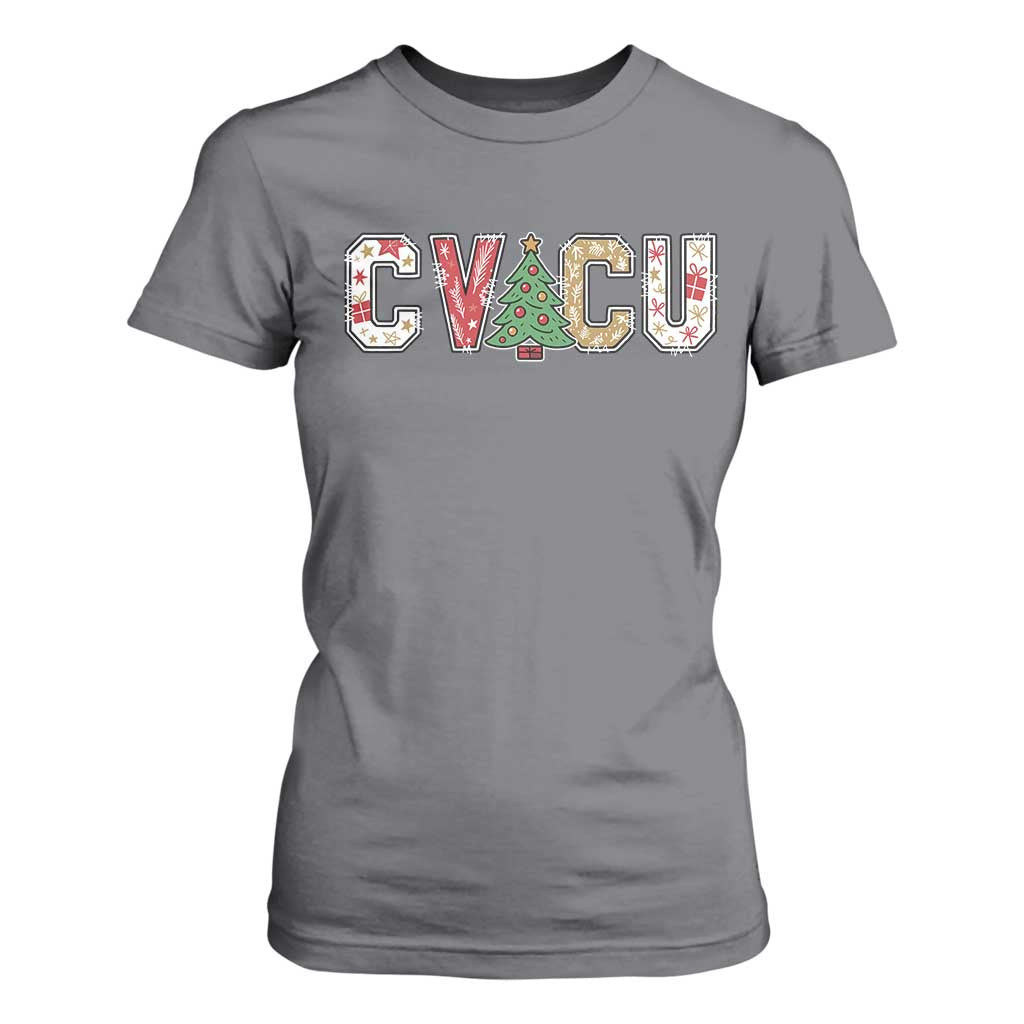 Christmas CVICU Nurse T Shirt For Women Cardiovascular Intensive Care Unit Cardiac Nurse TS10 Charcoal Print Your Wear