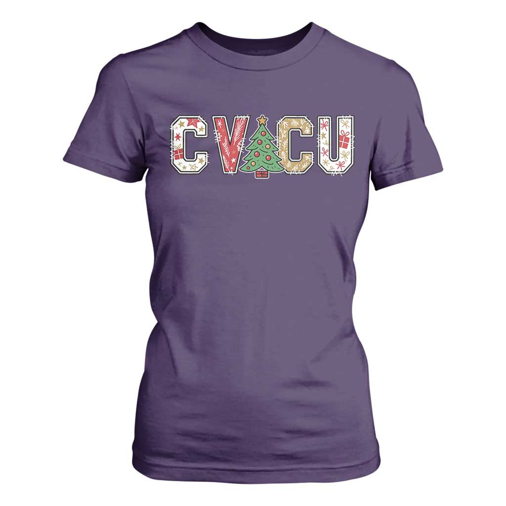 Christmas CVICU Nurse T Shirt For Women Cardiovascular Intensive Care Unit Cardiac Nurse TS10 Purple Print Your Wear