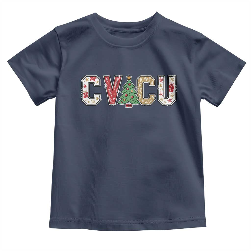 Christmas CVICU Nurse Toddler T Shirt Cardiovascular Intensive Care Unit Cardiac Nurse TS10 Navy Print Your Wear