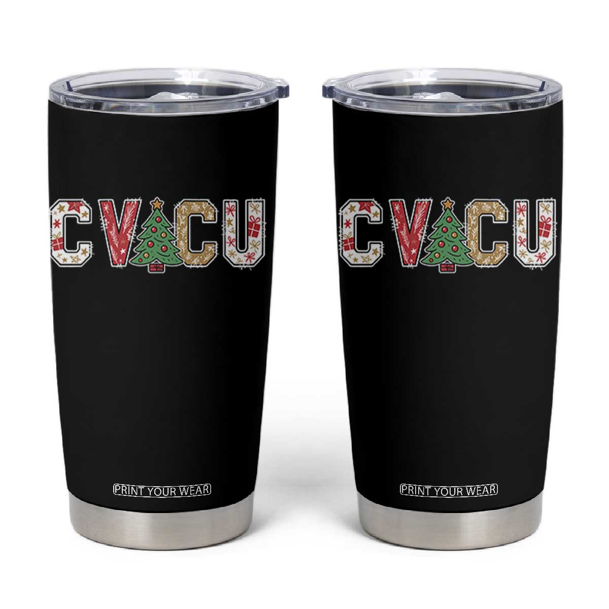 Christmas CVICU Nurse Tumbler Cup Cardiovascular Intensive Care Unit Cardiac Nurse TS10 Black Print Your Wear