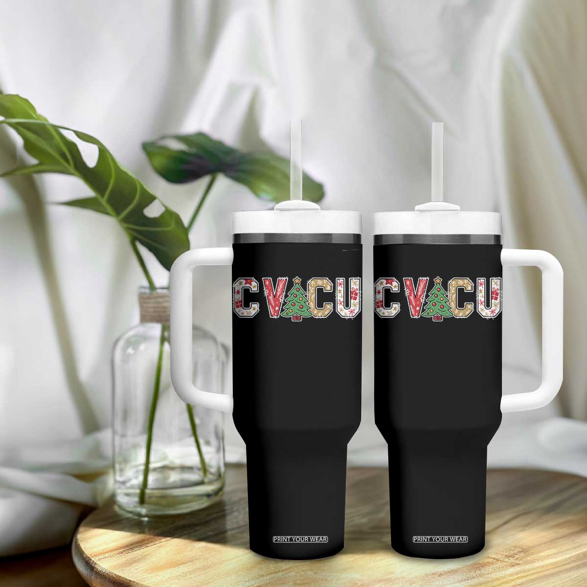 Christmas CVICU Nurse Tumbler With Handle Cardiovascular Intensive Care Unit Cardiac Nurse TS10 Print Your Wear
