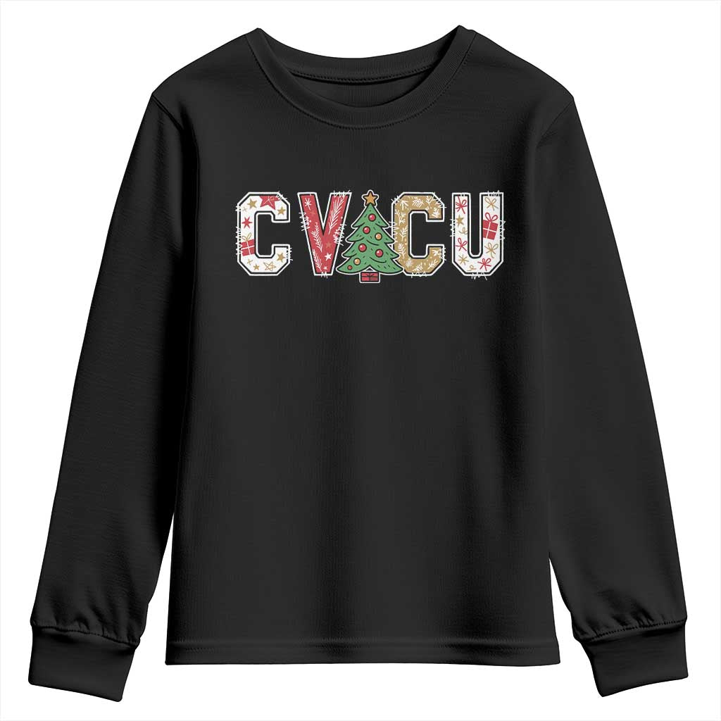 Christmas CVICU Nurse Youth Sweatshirt Cardiovascular Intensive Care Unit Cardiac Nurse TS10 Black Print Your Wear