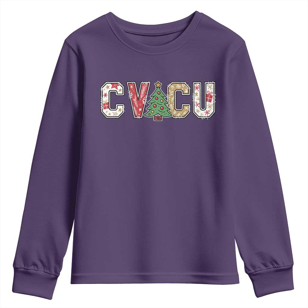 Christmas CVICU Nurse Youth Sweatshirt Cardiovascular Intensive Care Unit Cardiac Nurse TS10 Purple Print Your Wear