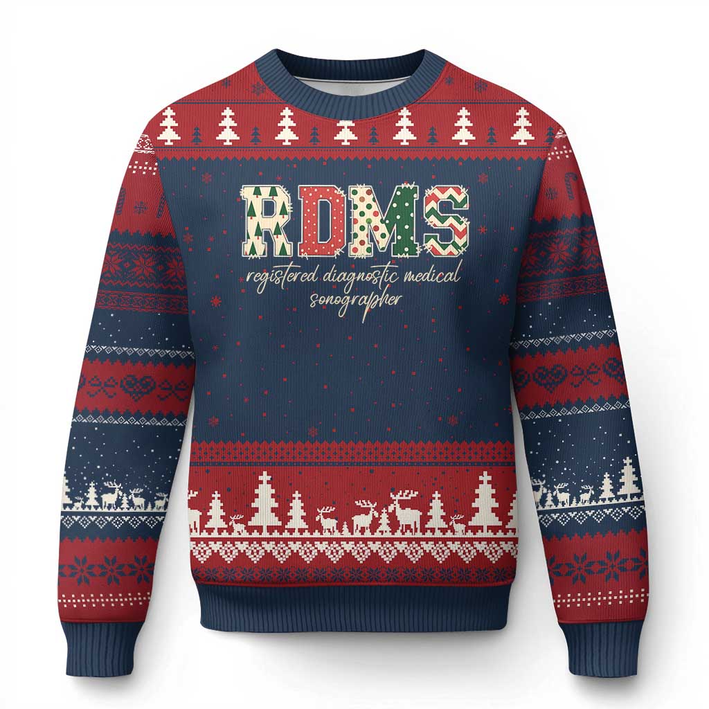 Sonographer Xmas Ugly Christmas Sweater RDMS Ultrasound Tech Technologist Gift TS10 Navy Red Print Your Wear