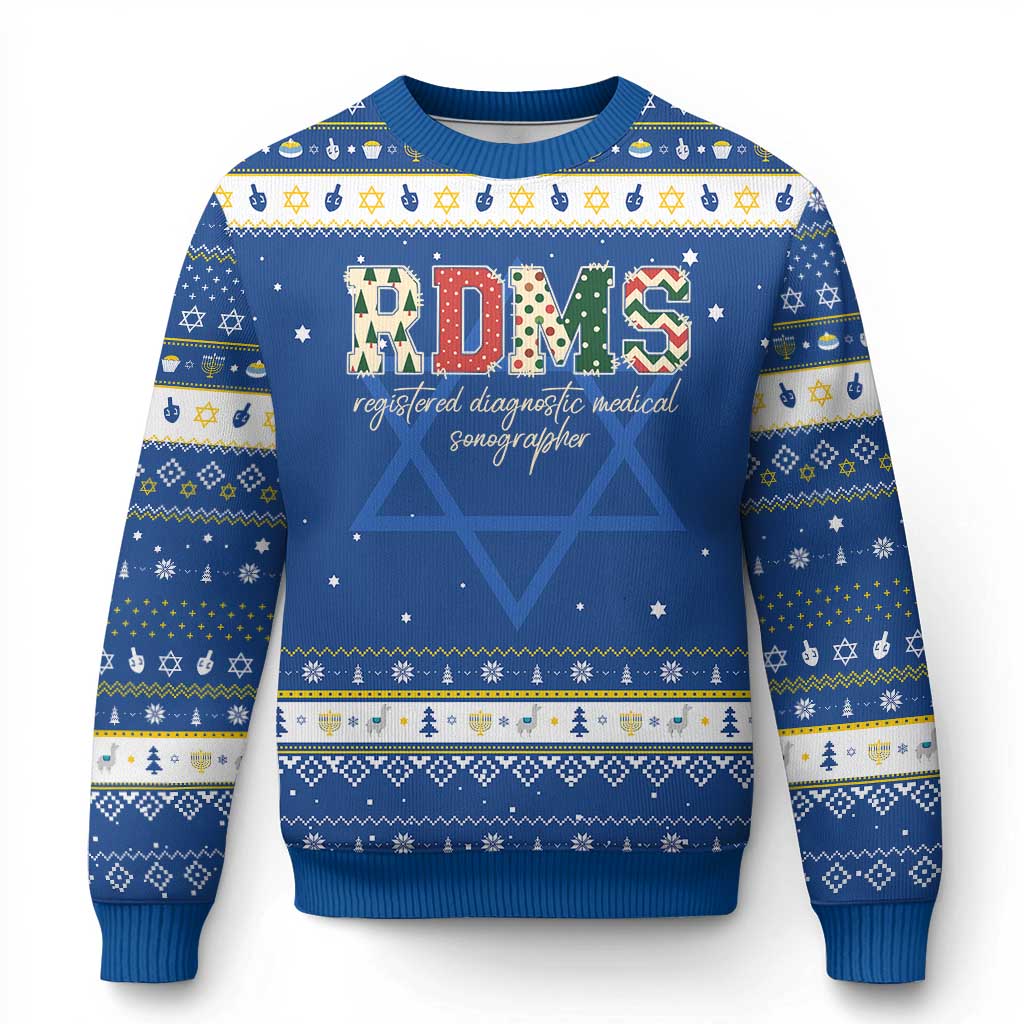 Sonographer Christmas Hanukkah Ugly Sweater RDMS Ultrasound Tech Technologist Gift TS10 Blue White Print Your Wear