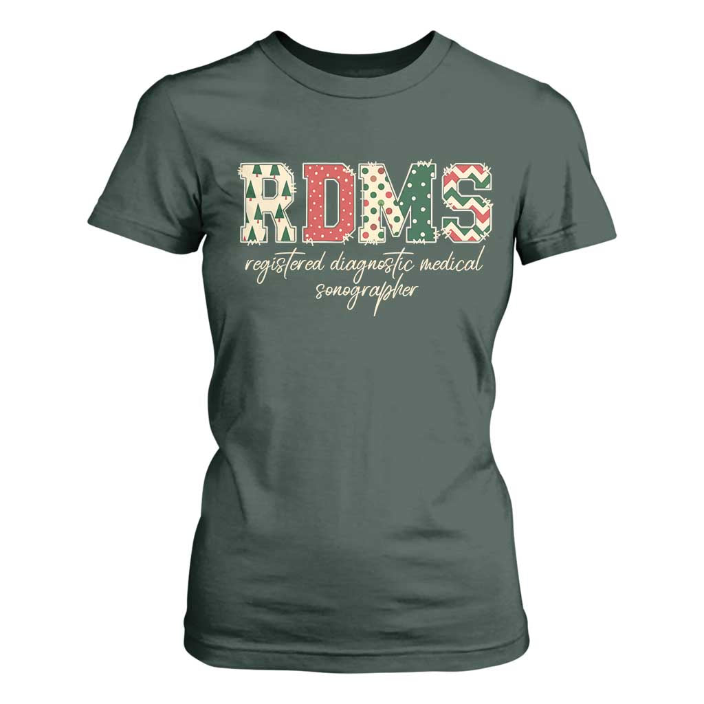 Sonographer Christmas T Shirt For Women RDMS Ultrasound Tech Technologist Gift TS10 Dark Forest Green Print Your Wear