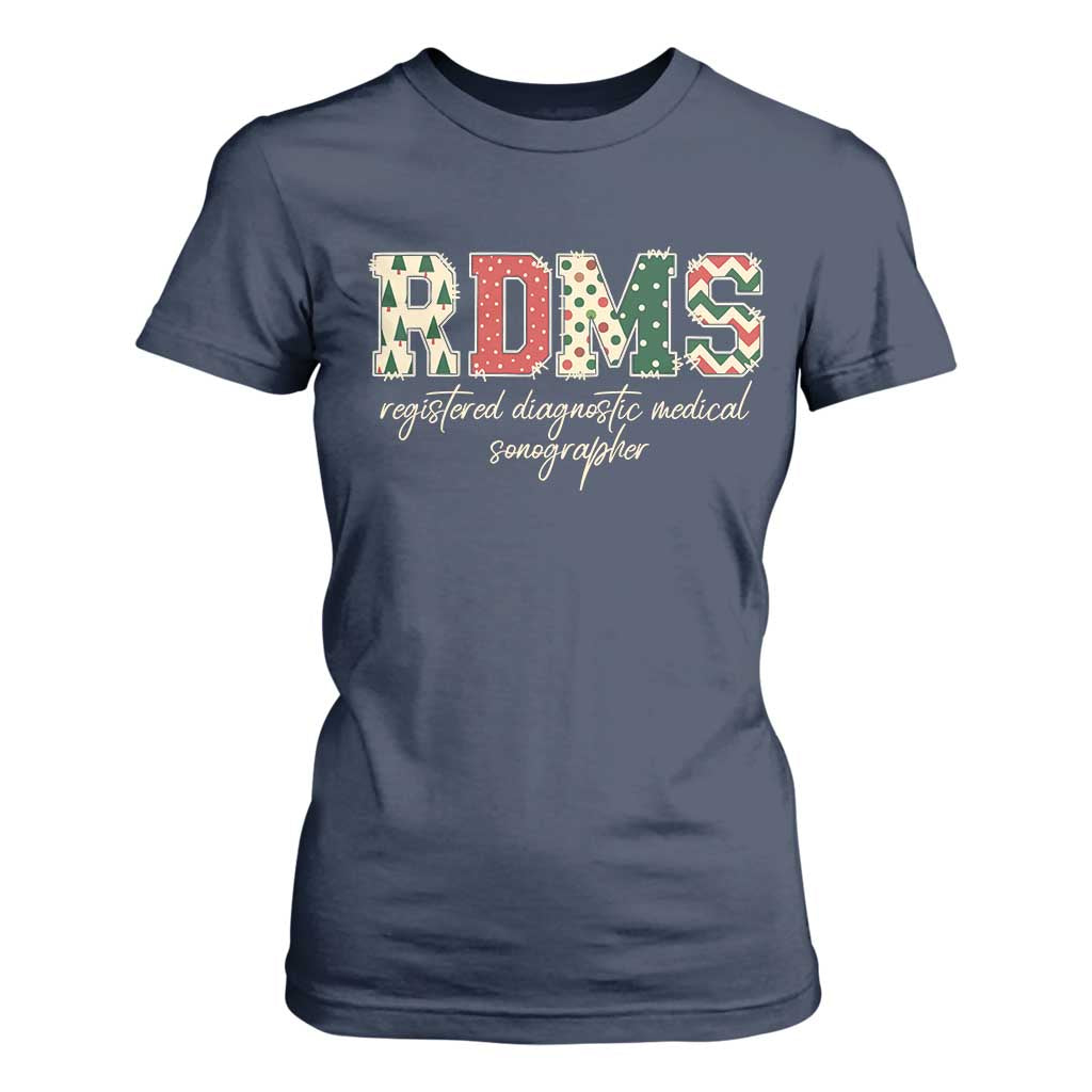 Sonographer Christmas T Shirt For Women RDMS Ultrasound Tech Technologist Gift TS10 Navy Print Your Wear