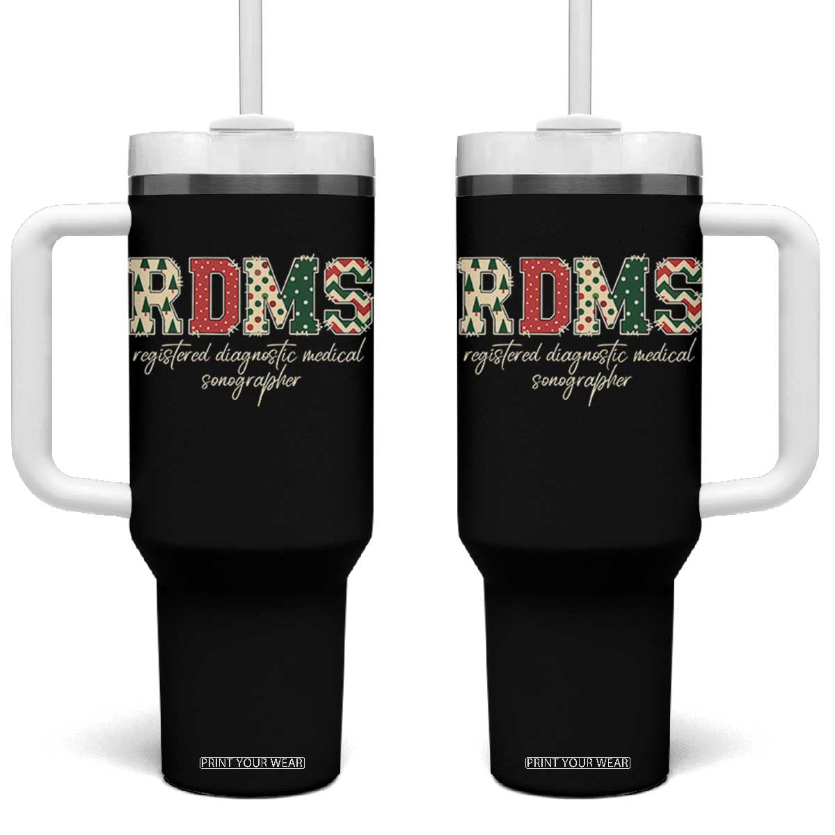 Sonographer Christmas Tumbler With Handle RDMS Ultrasound Tech Technologist Gift TS10 One Size: 40 oz Black Print Your Wear