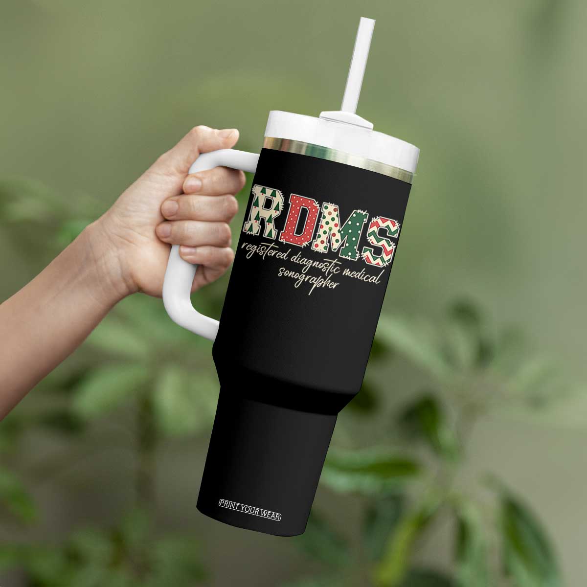 Sonographer Christmas Tumbler With Handle RDMS Ultrasound Tech Technologist Gift - Print Your Wear