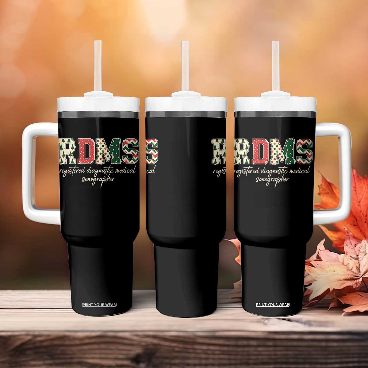 Sonographer Christmas Tumbler With Handle RDMS Ultrasound Tech Technologist Gift - Print Your Wear
