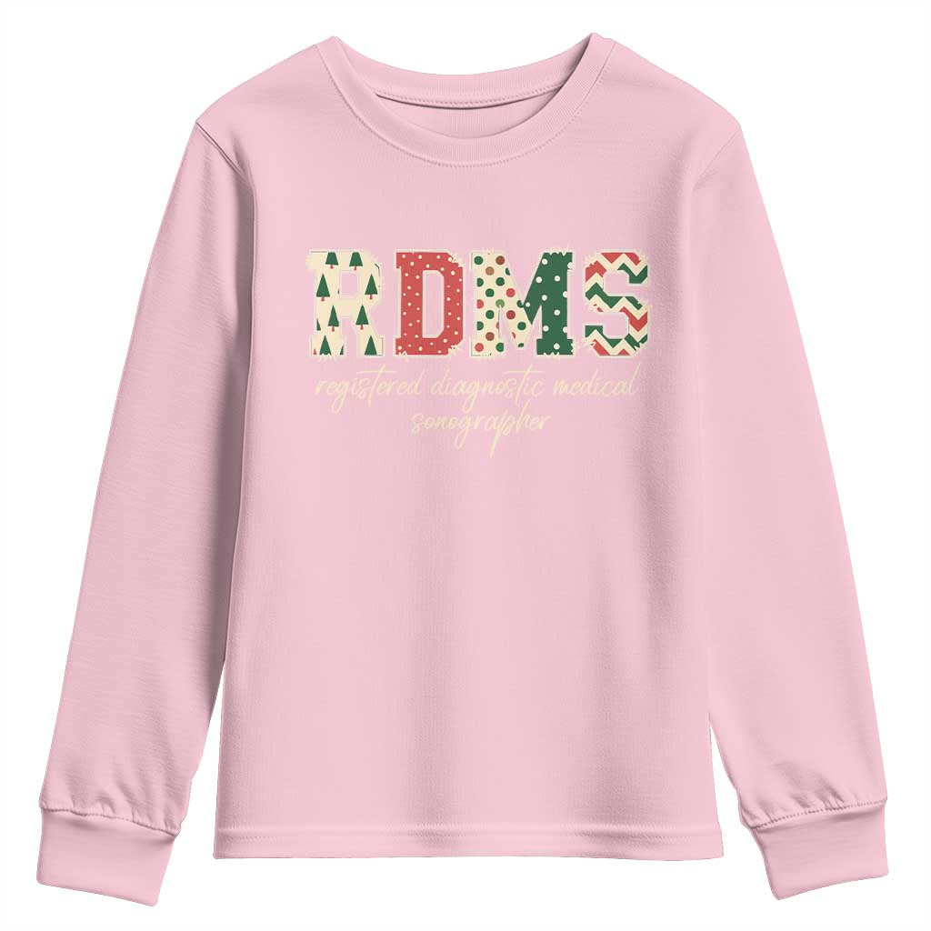 Sonographer Christmas Youth Sweatshirt RDMS Ultrasound Tech Technologist Gift TS10 Light Pink Print Your Wear