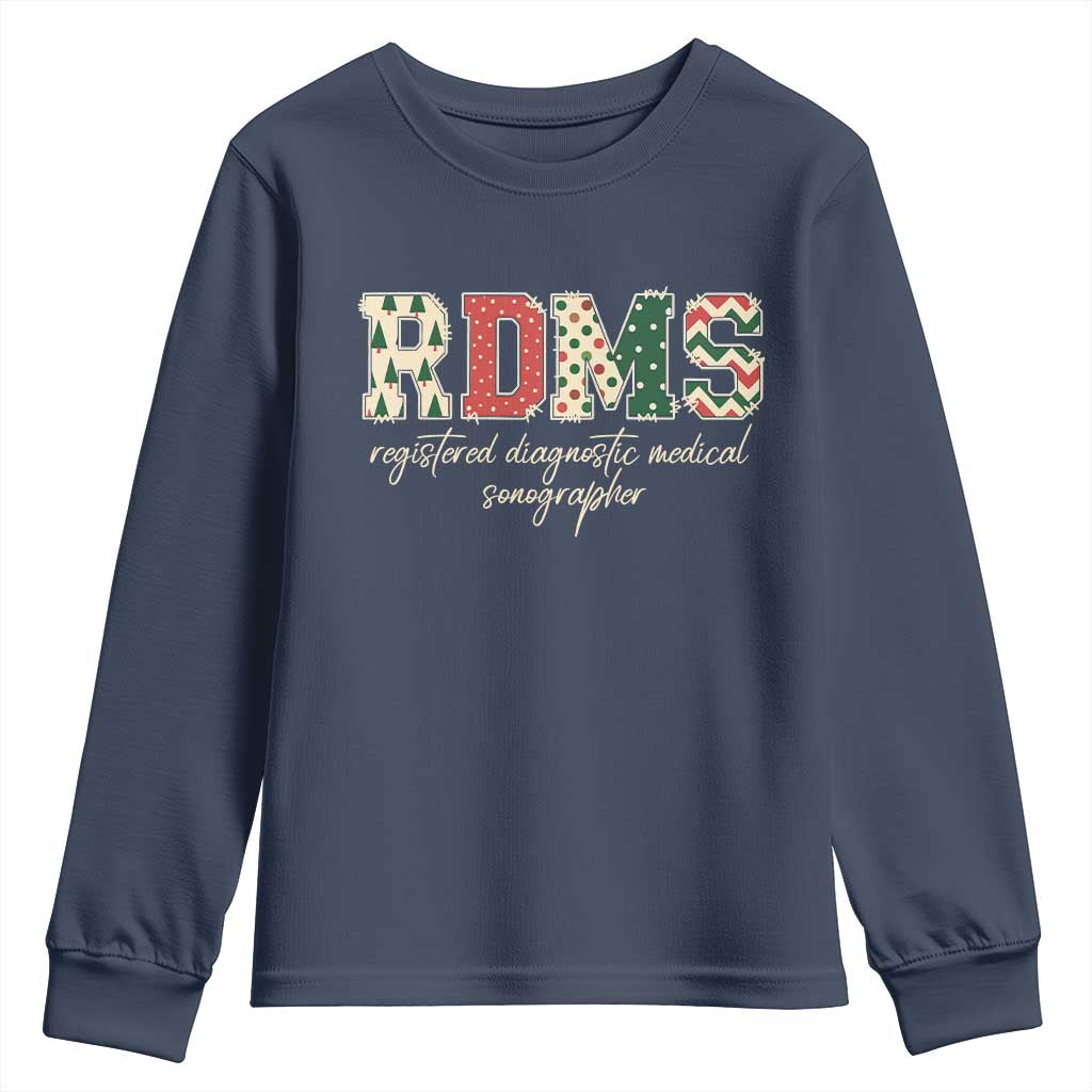 Sonographer Christmas Youth Sweatshirt RDMS Ultrasound Tech Technologist Gift TS10 Navy Print Your Wear