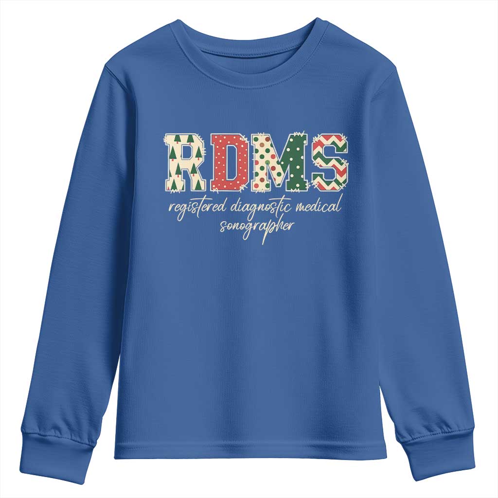 Sonographer Christmas Youth Sweatshirt RDMS Ultrasound Tech Technologist Gift TS10 Royal Blue Print Your Wear