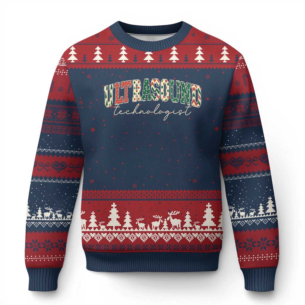Xmas Ultrasound Technologist Ugly Christmas Sweater Sonographer Sonography Student Gift TS10 Navy Red Print Your Wear