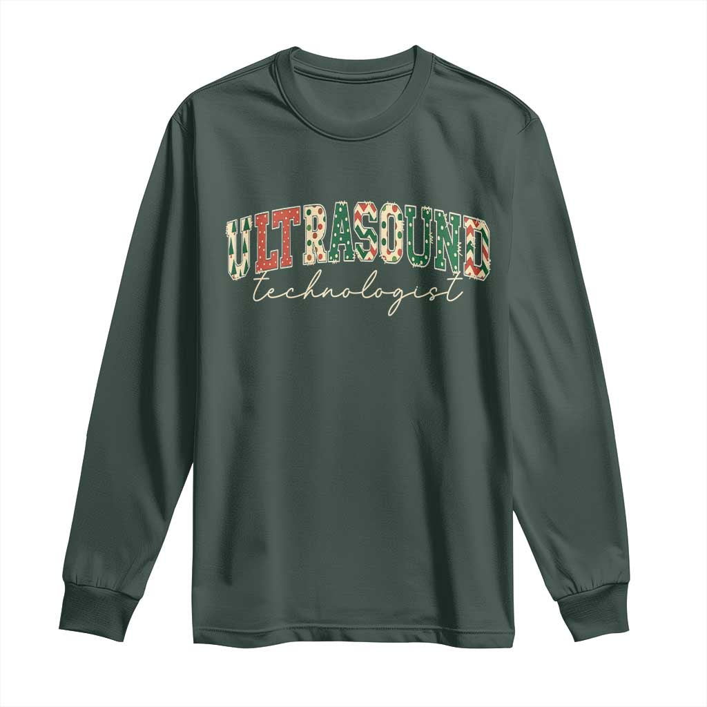 Christmas Ultrasound Technologist Long Sleeve Shirt Sonographer Sonography Student Gift TS10 Dark Forest Green Print Your Wear