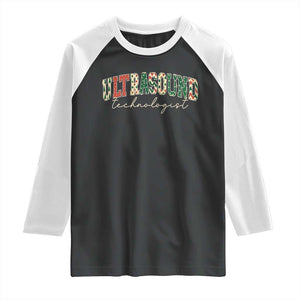 Christmas Ultrasound Technologist Raglan Shirt Sonographer Sonography Student Gift TS10 Black White Print Your Wear