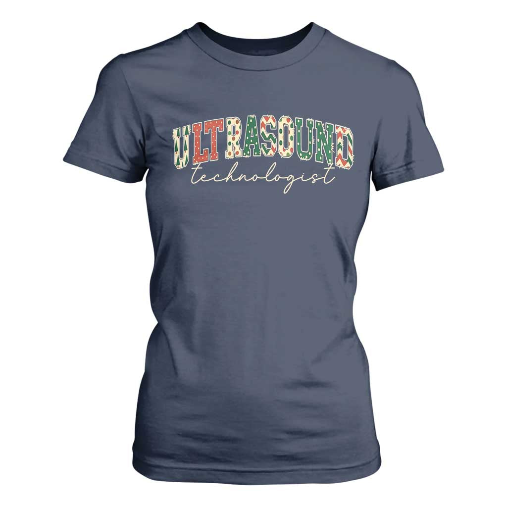 Christmas Ultrasound Technologist T Shirt For Women Sonographer Sonography Student Gift TS10 Navy Print Your Wear