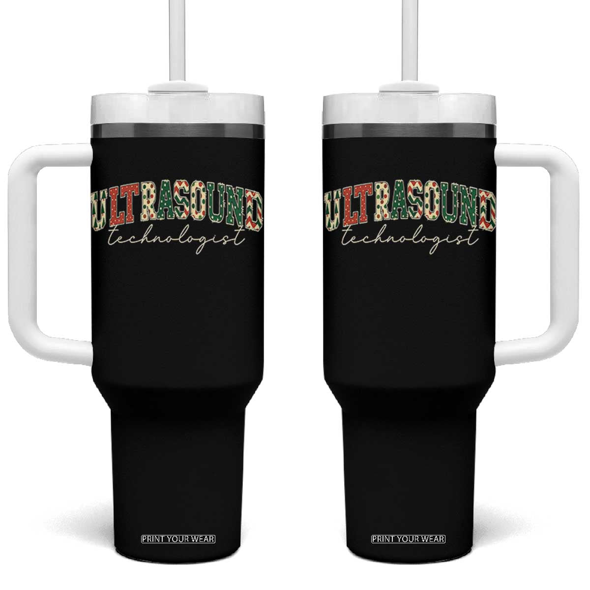 Christmas Ultrasound Technologist Tumbler With Handle Sonographer Sonography Student Gift TS10 One Size: 40 oz Black Print Your Wear