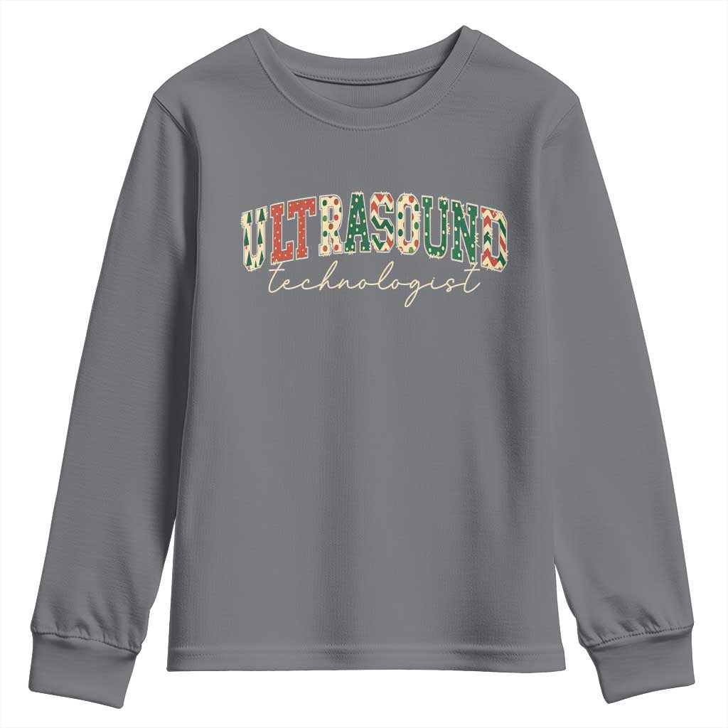Christmas Ultrasound Technologist Youth Sweatshirt Sonographer Sonography Student Gift TS10 Charcoal Print Your Wear