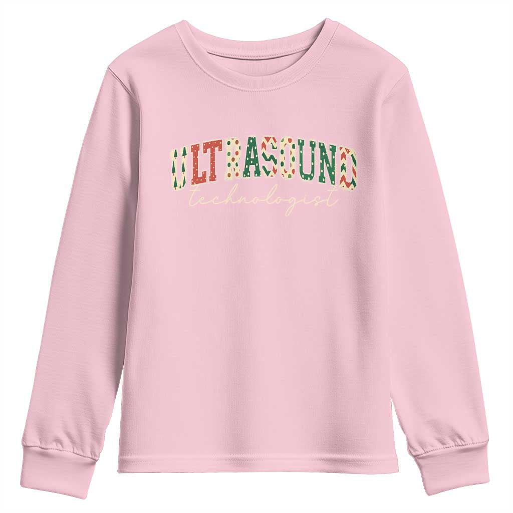 Christmas Ultrasound Technologist Youth Sweatshirt Sonographer Sonography Student Gift TS10 Light Pink Print Your Wear