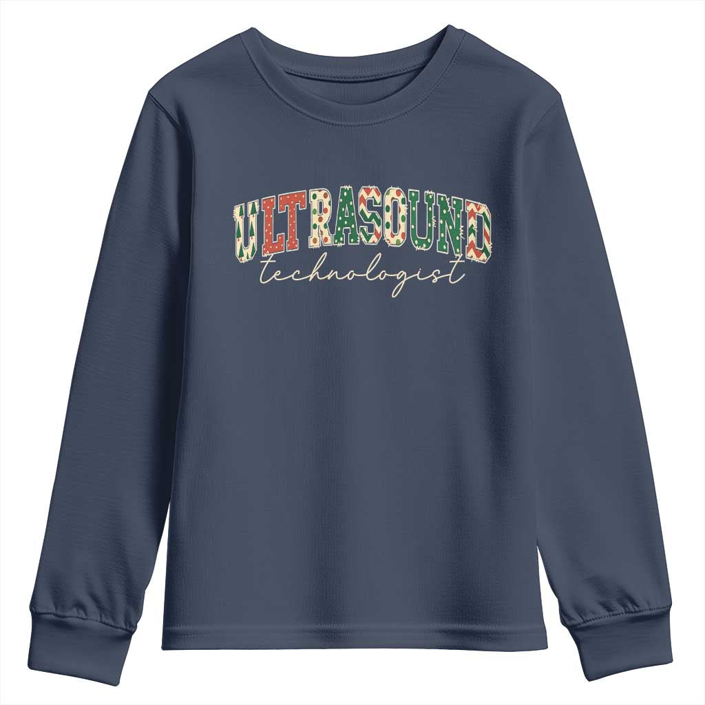 Christmas Ultrasound Technologist Youth Sweatshirt Sonographer Sonography Student Gift TS10 Navy Print Your Wear